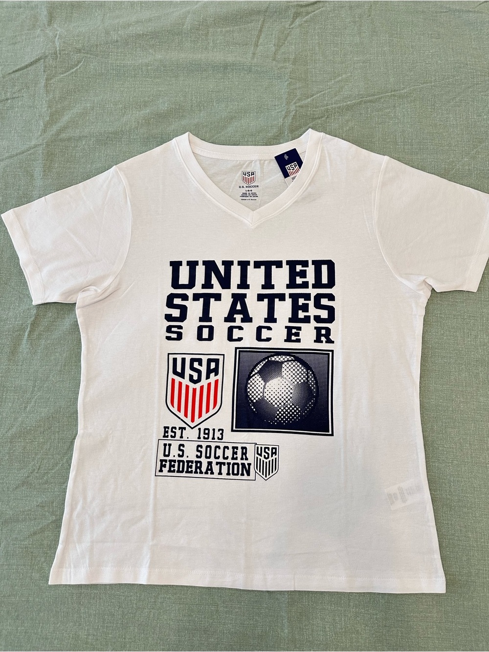 U.S. Soccer White V-Neck T-Shirt - United States Soccer Graphic
